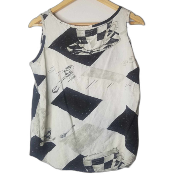 JAMS WORLD Women’s Black and White Tank Top Made in USA 100% Rayon Sz Medium - Picture 9 of 9